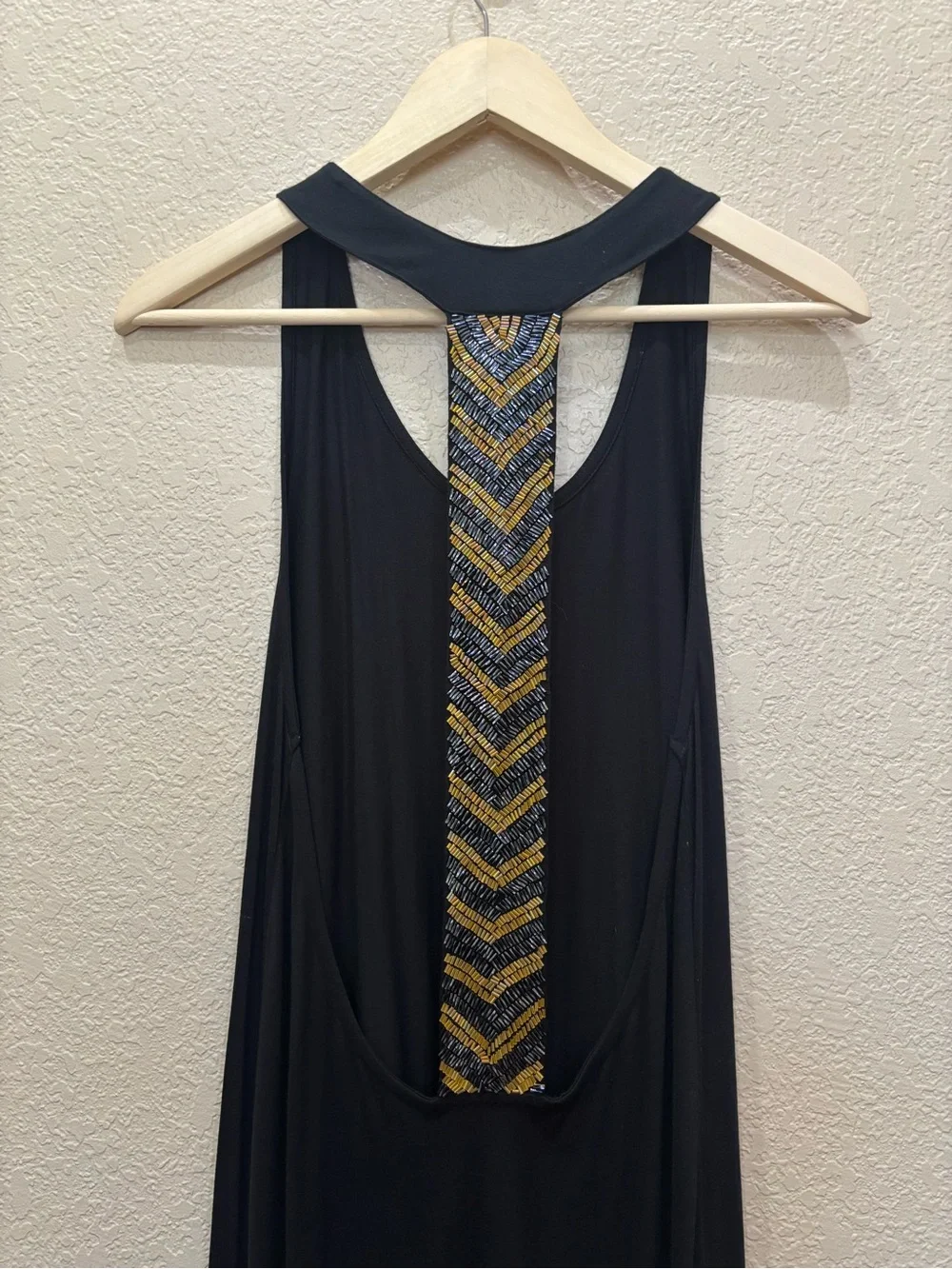 Sleeveless Black Maxi Dress with Beaded Back Detail - Picture 4 of 11
